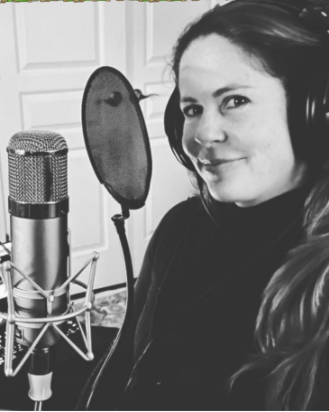 Alexandra Janelli recording burble content in studio